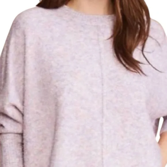 Lou & Gray for Loft Marled Poncho Sweater in purple frost heather, Large - Picture 2 of 10